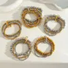 Wholesale Stainless Steel 18K Gold Plated Multi-Layer Beaded Elastic Rope Bracelet Casual Everyday Date Selfie Festival Geometric Pattern