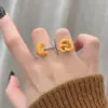 Wholesale Cute Cartoon Caramel Bread Party Ring Set Creative Cat Design Ring Lovely Heart Shaped Butterfly Knot Copper Material Women's Fashion Jewelry