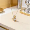 Wholesale Women’s Gourd Pendant Necklace With Inlay Artificial Rhinestones, 18K Real Gold Plated Copper, Water Plating On Cable Chain