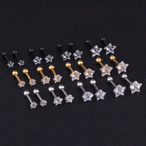 Wholesale 316L Stainless Steel Ear Cartilage Rings & Studs Geometric Waterproof Non Tarnish Surgical Steel