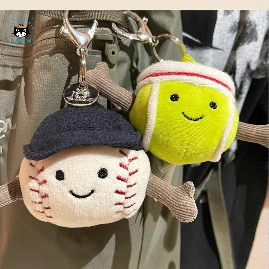 Wholesale Domestic Jc Style Fun Tennis and Baseball Bag Charm Plush Doll Keychain