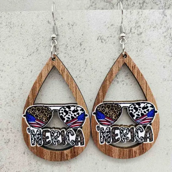 Wholesale Independence Day USA Rainbow Blue Glitter Earrings July 4th Festival Jewelry Women's Acrylic Geometric Animal Cartoon Earrings
