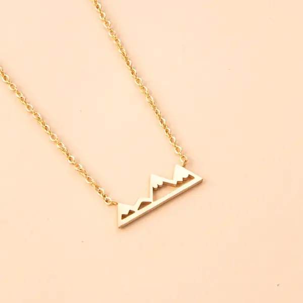 Wholesale Jewelry Simple Style Mountain 304 Stainless Steel Gold Plated Hollow Out Stainless Steel Necklaces