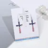 Wholesale Independence Day Cross Earrings With Drip Oil American Flag Pendant Alloy Geometric Pattern Personalized Electroplated Jewelry For Women