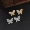 Wholesale Fashionable Butterfly Stud Earrings For Women Hip Hop Copper Embedded Zirconia 3D Butterfly Full Zircon Earrings