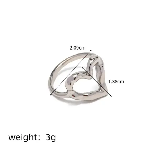 Wholesale Unisex Heart Shape Ring In 316 Stainless Steel With 18K Real Gold Plated PVD Coated Hypoallergenic Finish