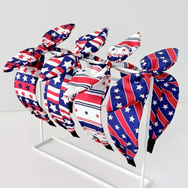 Wholesale Red Cloth Bow Tie Hair Band For Women, Perfect Hair Accessory For Independence Day