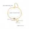 Wholesale Fashionable Initial Pendant Zircon Devil's Eye Stainless Steel Gold Color Women's Bracelet Lip Chain Simple Style Everyday Wear