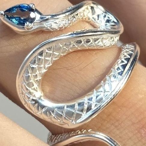 Wholesale Topaz Snake Ring Valentine's Day Gift Snake Silver Jewelry for Men and Women  Design Sense All-match Niche