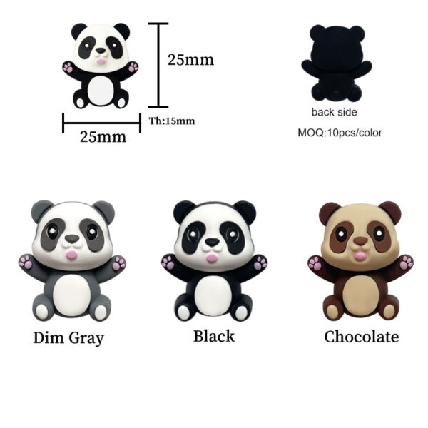 Wholesale Factory in stock 3D three-dimensional drop silicone panda beads food grade loose beads string pen beads jewelry beads