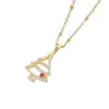Wholesale Fashionable Luxury Copper Plated 18K Gold Christmas Pendant Necklace Women's Geometric Pattern Simple Style Christmas Gift