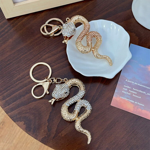 oly-d5adc7b3c8a24f2a495b44e3dfb73e04 Wholesale Zodiac Diamond Snake Pendant Car Keychain Year of the Snake Gift Women's Bag Pendant Accessories Key Chain