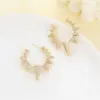 Wholesale Rhombus Copper Earrings With Rhinestones, Featuring 925 Sterling Silver Posts, Unisex Stud Earrings In Exaggerated Style