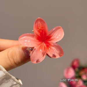 20#Small plumeria clip-red 4cm