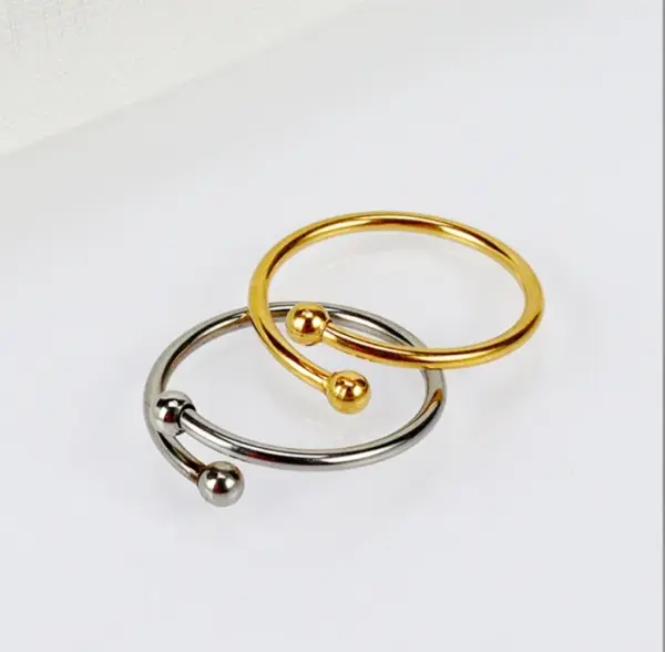Wholesale 304 Stainless Steel Solid Color Ion Plating (IP) 18K Real Gold Plated Simple Style Classic Style Waterproof Non Tarnish Inlay Gold Open Rings