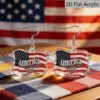 Wholesale Retro Letter Print Drop Earrings In White & Red Acrylic With 304 Stainless Steel Ear Pins For Women