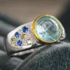 Wholesale Geometric Women’s Ring With Claw Setting, Copper Base With White K Water Plating, Featuring Zircon Inlay