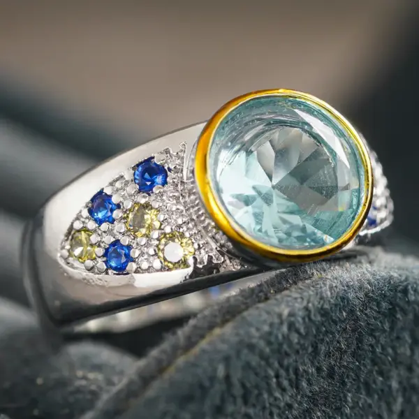 Wholesale Geometric Women’s Ring With Claw Setting, Copper Base With White K Water Plating, Featuring Zircon Inlay