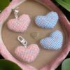 Wholesale Cute cotton three-dimensional plaid love key chain schoolbag pendant girlfriends couple gift accessories bag accessories