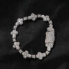 Wholesale Copper-set zircon cross flower bracelet with micro-painted zircon, elegant and sparkling jewelry.