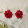 Wholesaleelegant fashion gentle romantic creative red rose earrings ladies gift earrings