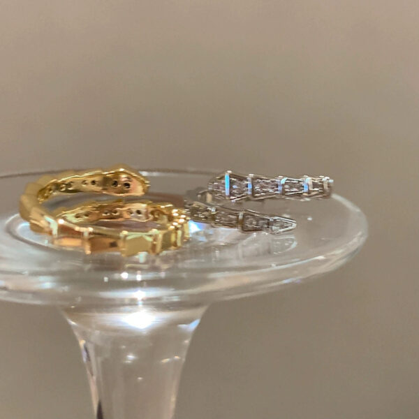 oly-d60243ef6d05d259753dc7e0f39693bd Wholesale Flash Diamond Spirit Snake-Shaped Ring Women's Ins Light Luxury Niche silver Open Finger Ring High-grade Texture Simple All-match Trendy Cool