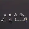 Wholesale 316L Stainless Steel Copper Zircon Ear Cartilage Rings & Studs Flower Waterproof Non Tarnish Surgical Steel