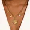 Wholesale Moon Pattern Waterproof Necklace For Adults, 304 Stainless Steel With 18K Gold Plated Finish And Zircon Inlay, Woven Chain