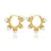 Wholesale British Retro Pearl Earrings Gold-Plated Stainless Steel Foldable Surface Geometric Hoop Rose Gold Titanium Steel Unisex