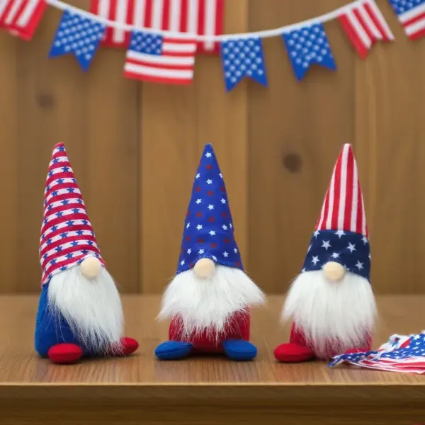 Wholesale 71 Decoration Statue Home Decoration Striped Five-Star Hat Standing Doll Dwarf Toy American National Day Decoration