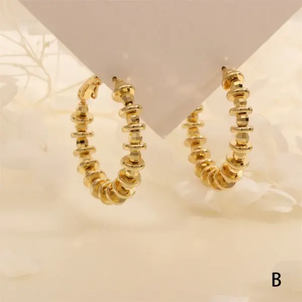 Wholesale Geometric Copper Earrings For Women With 0.03µm Electroplated 18K Real Gold Plating