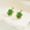 Wholesale Electroplated Tortoise Stud Earrings For Women Featuring Alloy Posts And Rhinestone Inlay