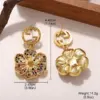 Wholesale Hypoallergenic Flowers Drop Earrings For Women In Copper With KC Golden Plated UV Plating And Rhinestone Inlay