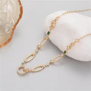 Wholesale Unisex Cross Choker Necklace With Copper Pendant Featuring Zircon Inlay And Electroplated Bezel Setting