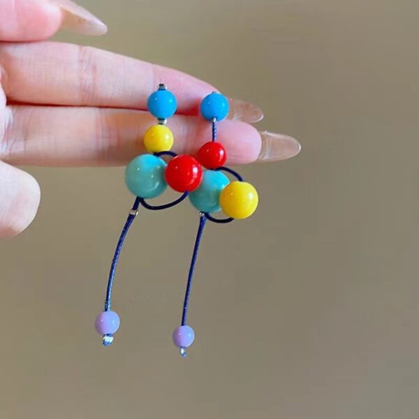 Wholesale Color Beaded Earrings Long Fashion Sweet Candy Color Tassel Earrings Cool Cute Girly Elegant Earrings Women