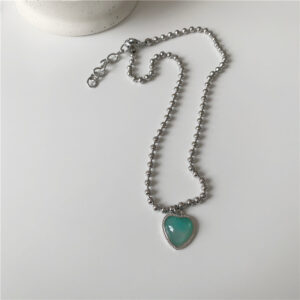 Green jelly love titanium steel necklace