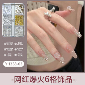Czech diamond + pearl + steel balls + camellia (yh338-03)