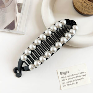 15.5cm Diamond Beads Pea Clip-Black / acrylic