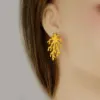Wholesale PVD Coated Real Gold Plated Coral 304 Stainless Steel Simple Style IG Style Waterproof Non Tarnish Ear Studs