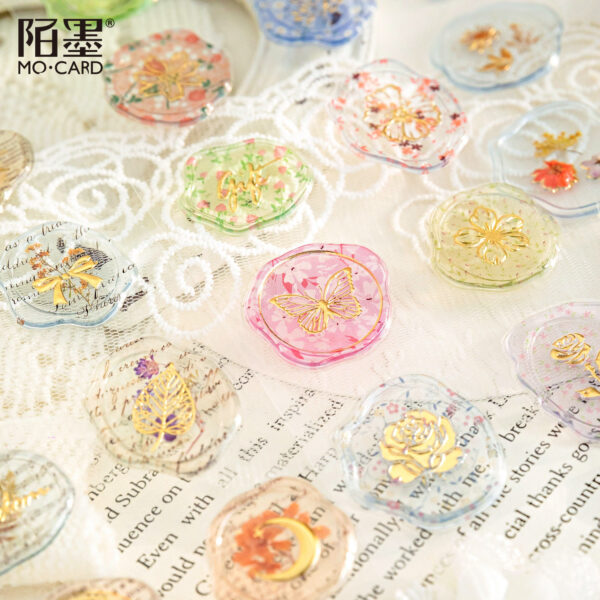 Wholesale Mo Mo Mo fire paint gilding epoxy stickers dried flower plant book series fresh flower Journal decorative material stickers