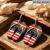 Wholesale Retro Print Slippers Drop Earrings For Women In White & Red With 304 Stainless Steel Ear Pins