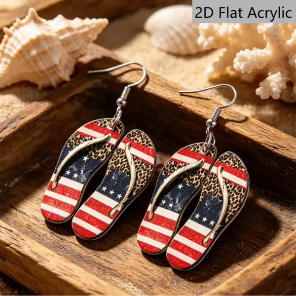 Wholesale Retro Print Slippers Drop Earrings For Women In White & Red With 304 Stainless Steel Ear Pins