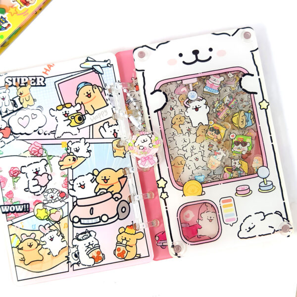 oly-d695c66ca0c186174648b3d709e1818c Wholesale DIY hand ledger creative film a7 rocking notebook cartoon lines puppy animation acrylic loose-leaf book
