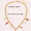 Wholesale Waterproof Fruit Necklace For Women, 304 Stainless Steel With 18K Gold Plated Finish And Zircon Inlay, Box Chain