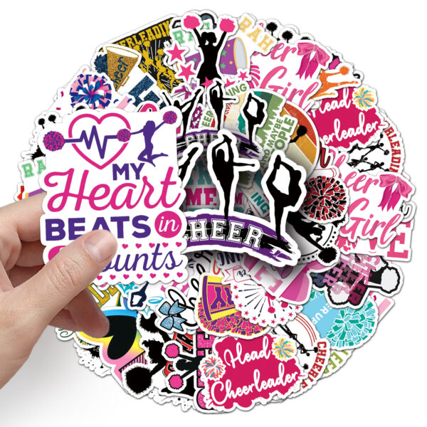 oly-d6a14ec1627d5cb64730d6aa8a6530db Wholesale 50 Cheerleading Gymnastics Graffiti Sports Decoration Water Cup Luggage Notebook Graffiti Stickers