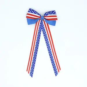 White Star Ribbon Hair Clip
