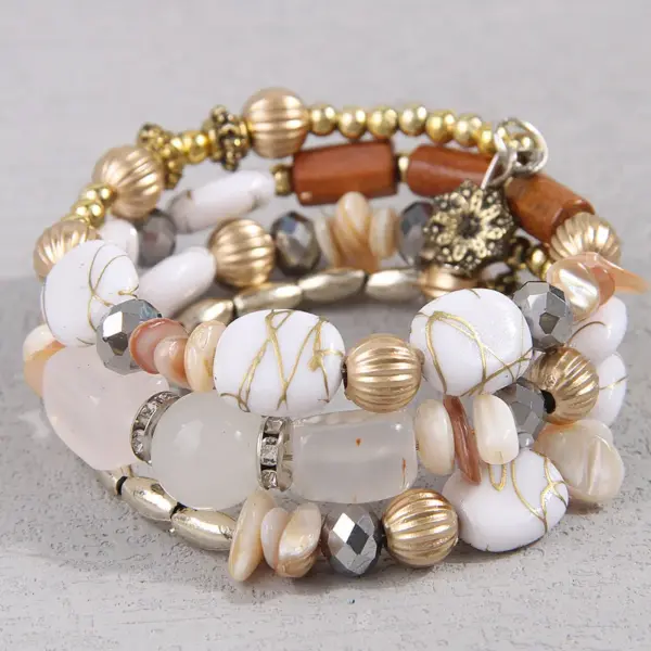 oly-d6bab50cb5f28b2f400f2701bfb73c68 Wholesale Vintage Style Simple Style Geometric UV Plating Golden Plated Beaded Beaded Chain Beaded Bracelets Wholesale