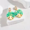 Wholesale Leaves Stud Earrings For Women With 304 Stainless Steel Ear Pins And 18K Real Gold Water Plating Featuring Acrylic Inlay
