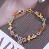 Wholesale Copper-set zircon-patterned colored diamond flower and butterfly necklace/bracelet