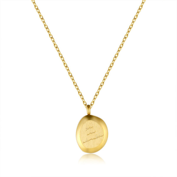 oly-d6d9937d641cd2f7a4b7634ea664c977 Wholesale XL350 simple all-match brushed fog Golden English text irregular small gold block necklace clavicle chain titanium steel plated 18K